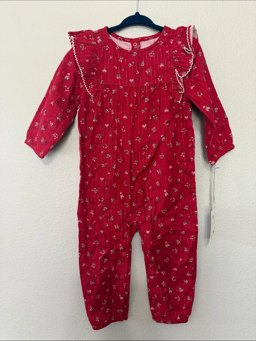 Cloud Island Red Floral Ruffle One-Piece Romper 18‎ Mo Adorable!